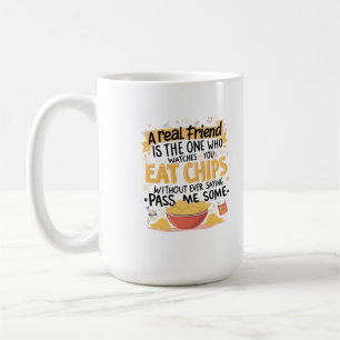 Taza De Café Chips y verdaderos amigos