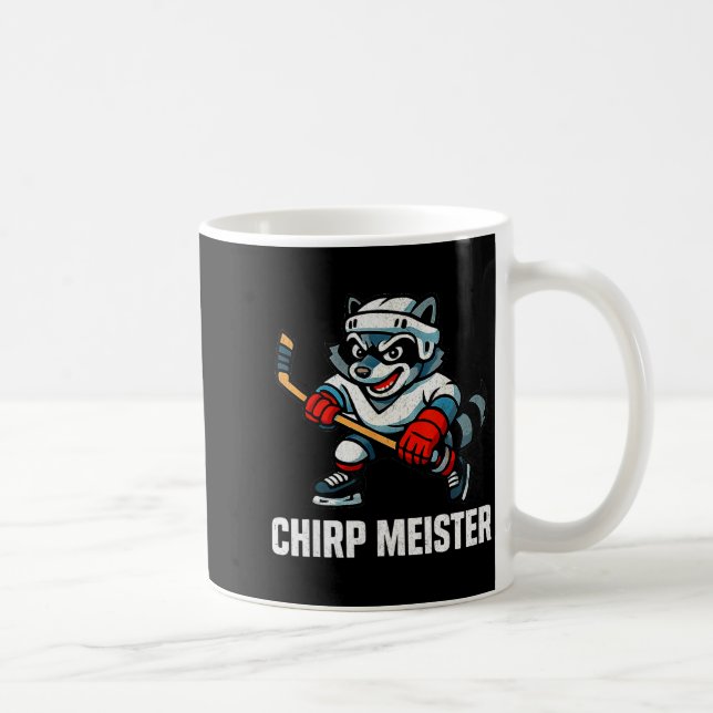 Taza De Café Chirp Meister Funny Hockey Raccoon Traalker  (Derecha)