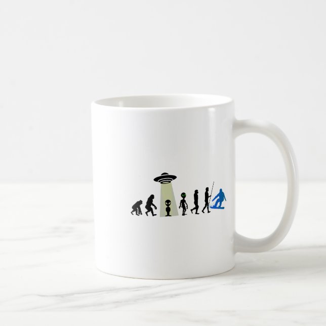 Taza De Café Chiste Alien Snowboard Evolution Pun Boarding (Derecha)