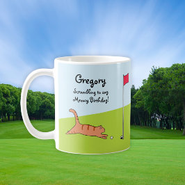 Taza De Café Chiste de golf Gato Personalizado de Cumpleaños Pe