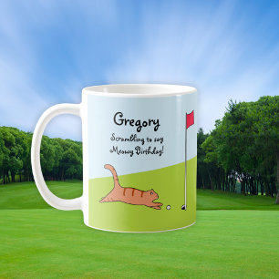 Taza De Café Chiste de golf Gato Personalizado de Cumpleaños Pe