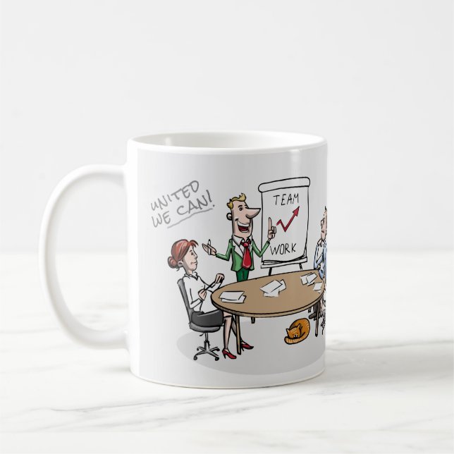 TAZA DE CAFÉ CHISTE DE LA OFICINA - TRABAJO DEL EQUIPO - (Izquierda)