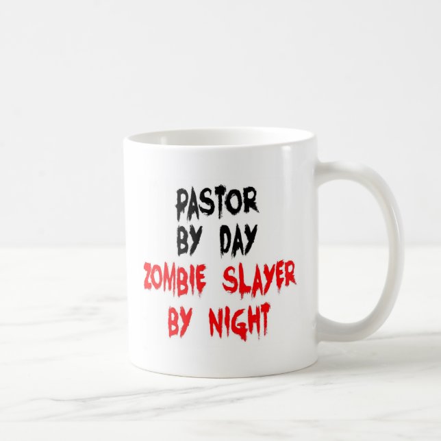 Taza De Café Chiste Pastor Zombie Slayer (Derecha)