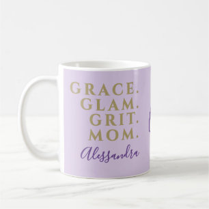 Taza De Café Chistoso personalizado Mamá Pastel Morado Oro Insp