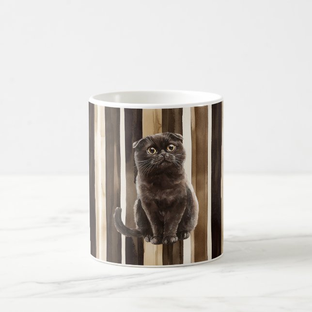Taza De Café Chocolate Brown Candy Stripes Cat (Centro)