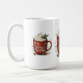 Taza De Café Chocolate caliente acuarela con Navidades azotes