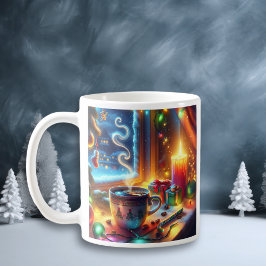 Taza De Café Chocolate caliente en una ventana de Navidades per
