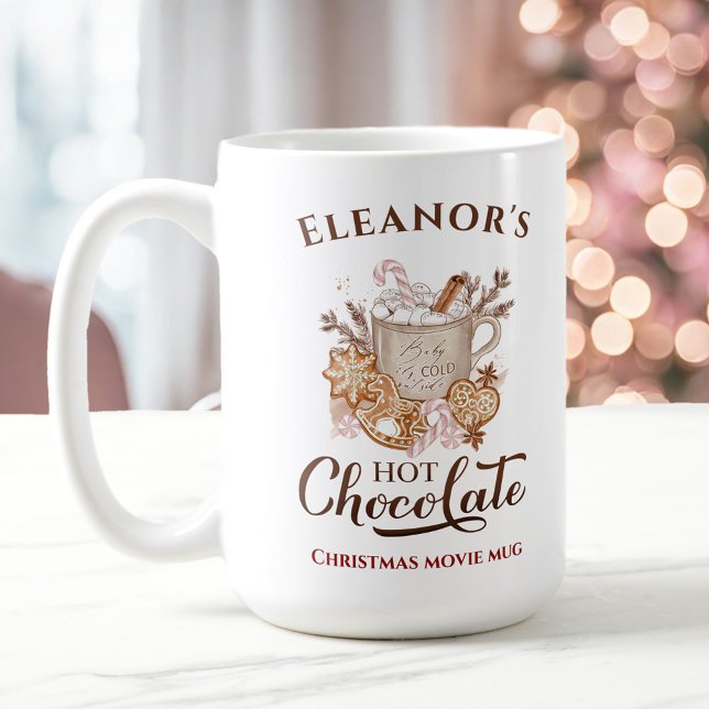 Taza De Café Chocolate caliente Nombre moderno Gran Navidad Mug (Hot Chocolate Modern Name Large Christmas Mug)