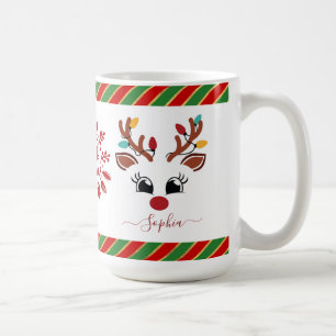 Taza De Café Chocolate Caliente Para Niños Reno Lindo Navidad