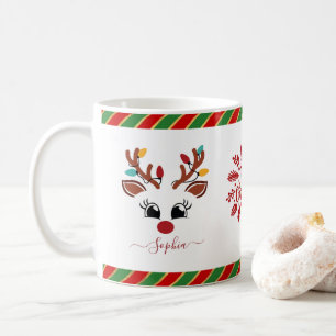 Taza De Café Chocolate Caliente Para Niños Reno Navideño Lindo