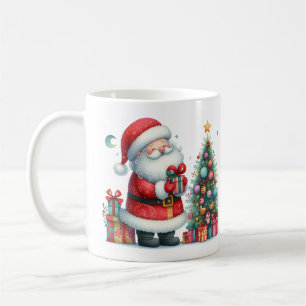 Taza De Café Chocolate caliente para Santa con árbol y regalos