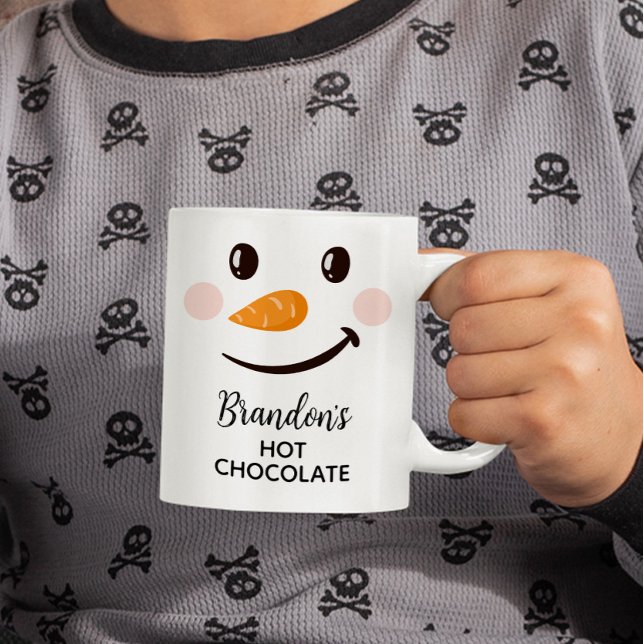 Taza De Café Chocolate caliente personalizado Niños Snowman (Snowman Hot Chocolate Mug, Gift for Kids, Christmas Gift)