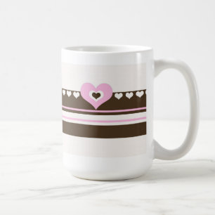 Taza De Café Chocolate con Corazones Rosas