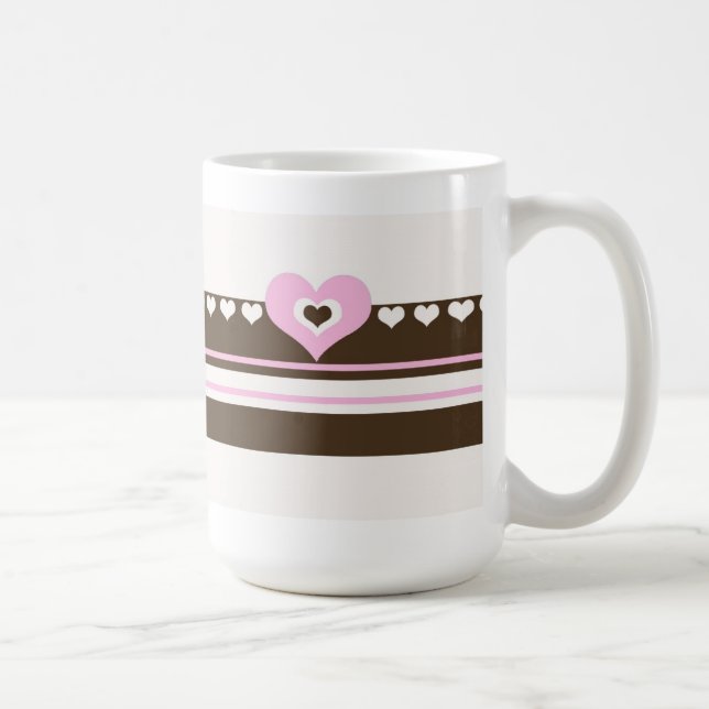 Taza De Café Chocolate con Corazones Rosas (Derecha)