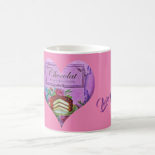 Taza De Café Chocolate de corazón púrpura en el día de la madre