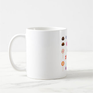 Taza De Café Chocolate dulce y patrón de dulces rosados