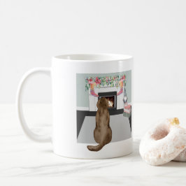 Taza De Café Chocolate Labrador Navidades de perro chimenea esc