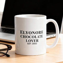 Taza De Café Chocolate Lover Black Script Personalized Name Est