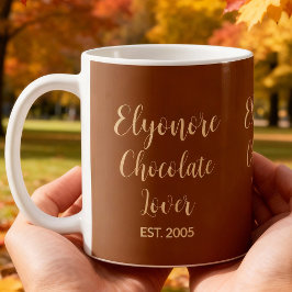 Taza De Café Chocolate Lover Cream Script Personalized Name Est