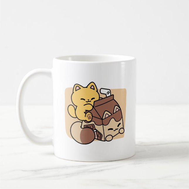 Taza De Café Chocolate Milk Sipping on Bliss – Kawaii Cat Food  (Izquierda)
