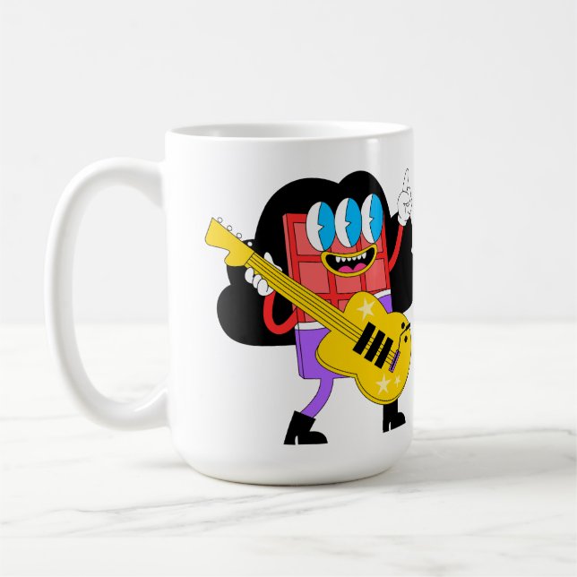 Taza De Café Chocolate Personalizado rojo musical con guitarra (Izquierda)