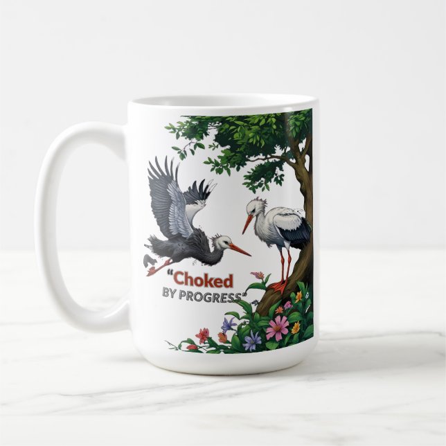 Taza De Café Choked by Progress – Eco Awareness Mug (Izquierda)