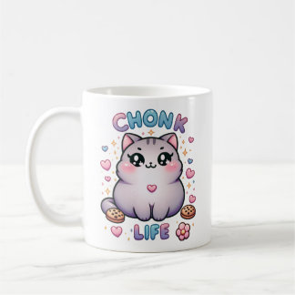 Taza De Café CHONK LIFE CAT - Diseño de gato al estilo Kawaii