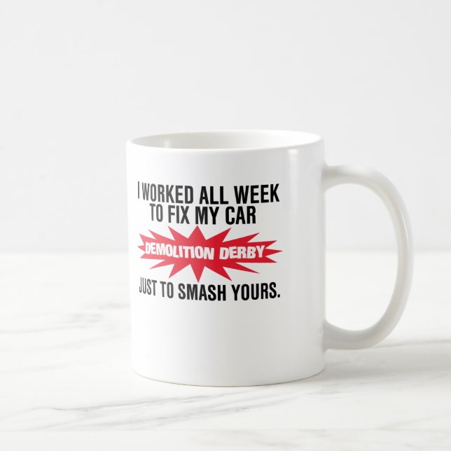 Taza De Café Choque de Derby de la demolición su coche (Derecha)