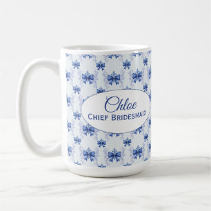 Taza De Café Chorro Nupcial de Lazo Azul Elegante