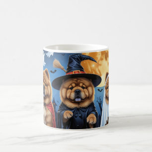 Taza De Café Chow Chow Dog Pumpkin Halloween Funny