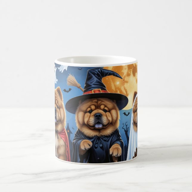 Taza De Café Chow Chow Dog Pumpkin Halloween Funny (Centro)
