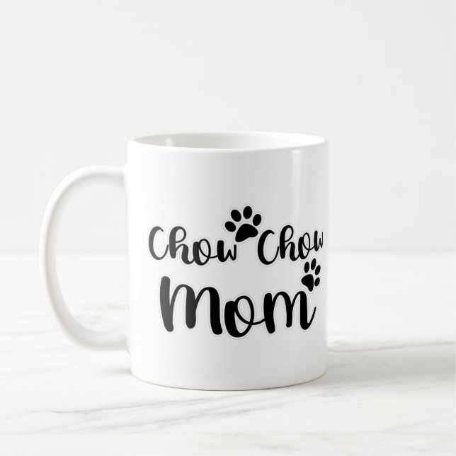 Taza De Café Chow Chow Mom Pawprints Diseño Gráfico (Izquierda)