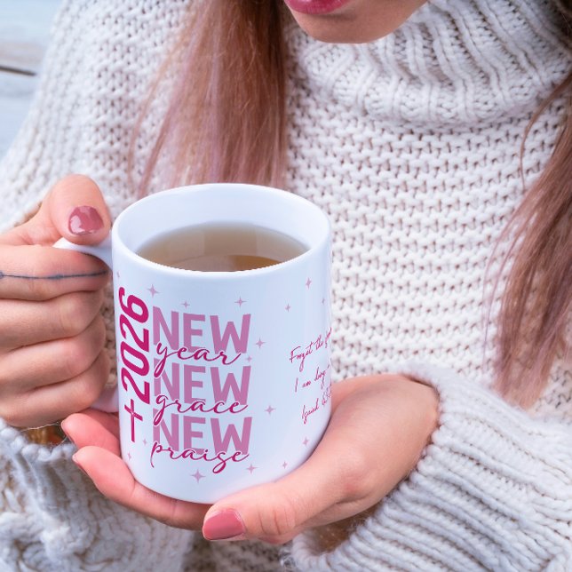 Taza De Café Christian 2026 New Year Custom Scripture Cross (Change the verse or add your word of the year.)