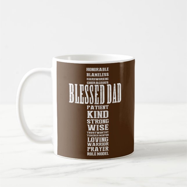 Taza De Café Christian Blessed Dad Cross Fathers Day Prayer (Izquierda)