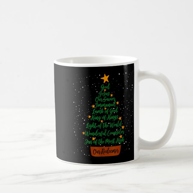 Taza De Café Christian Christmas Jesus Bible Names Xmas Tree Sh (Derecha)