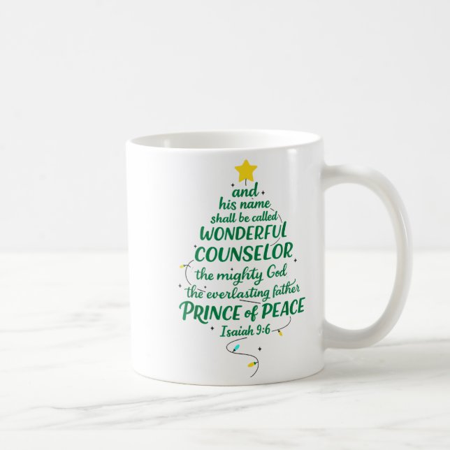 Taza De Café Christian Christmas Jesus Bible Names Xmas Tree Sh (Derecha)