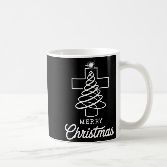 Taza De Café Christian Cross Jesus Merry Christmas Xmas Tree Ho (Derecha)