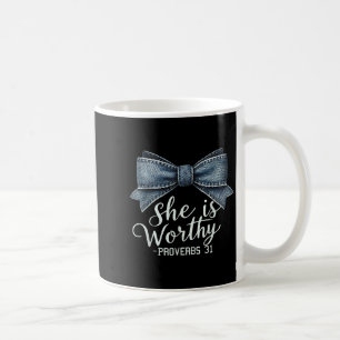 Taza De Café Christian Denim Bow Shirational Bible Religi