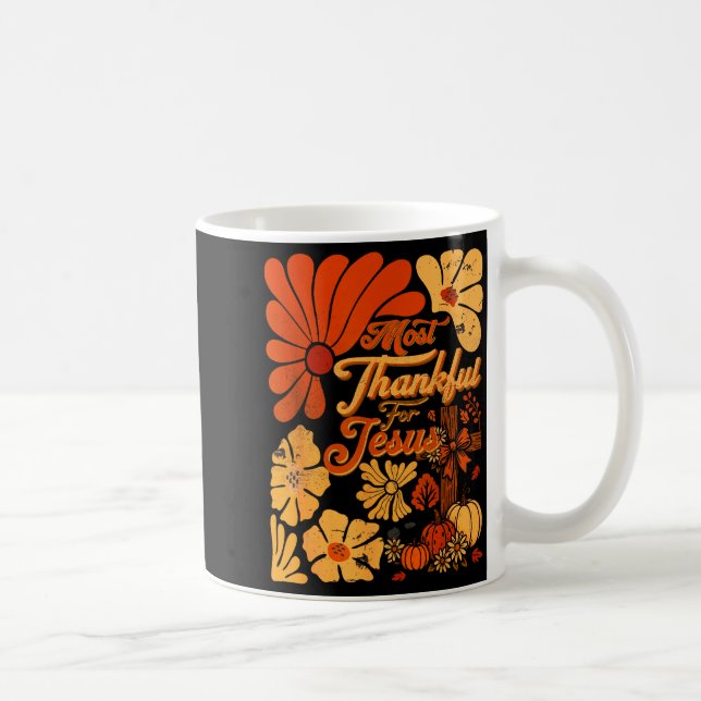 Taza De Café Christian Fall Thanksgiving Autumn Most Thankful F (Derecha)