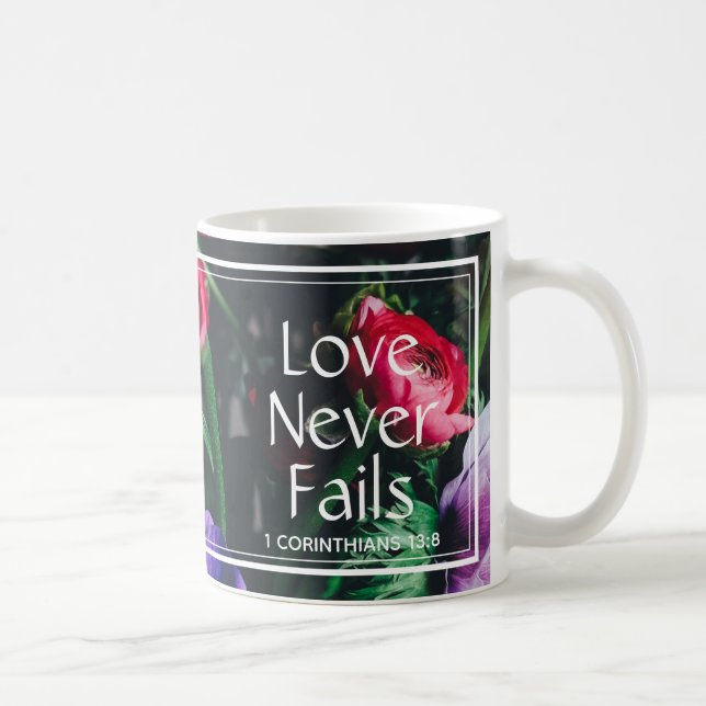 Taza De Café Christian Floral Valentine AMOR NUNCA FRACASA (Derecha)