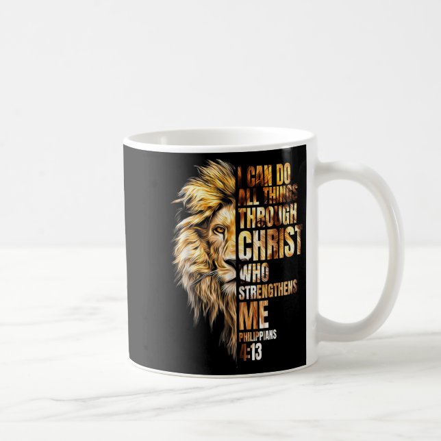 Taza De Café Christian I Can Do All Things Through Christ Lion  (Derecha)