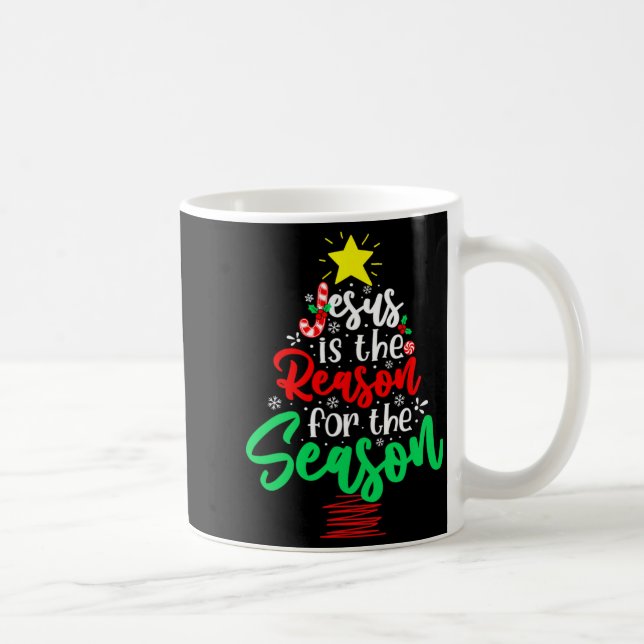 Taza De Café Christian Jesus Is The Reason Christmas Xmas Tree  (Derecha)