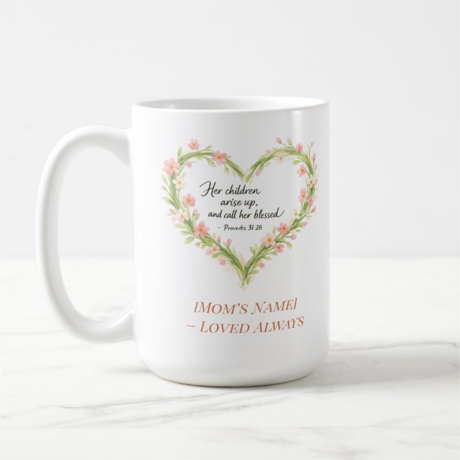 Taza De Café Christian Mother’s Day Floral Heart Mug (Izquierda)
