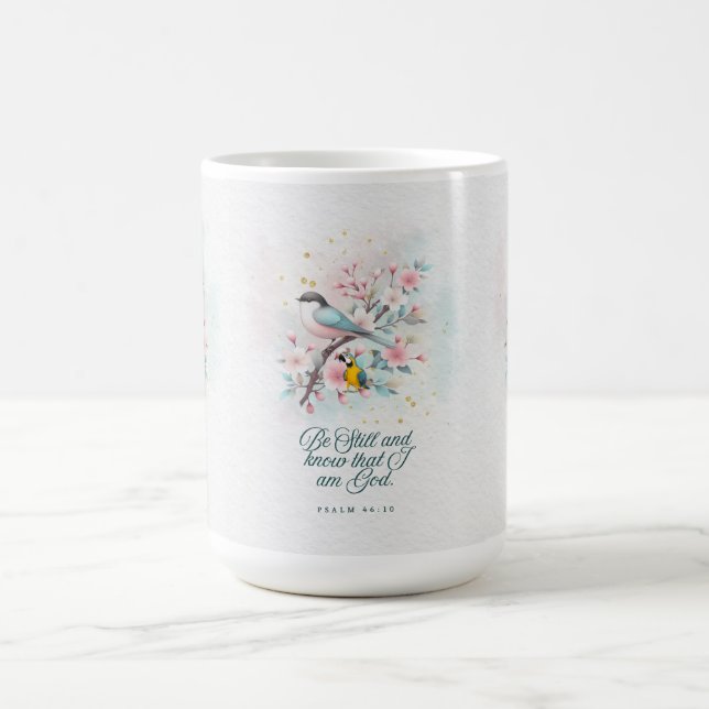 Taza De Café Christian Mug | “Be still” Floral Script (Centro)