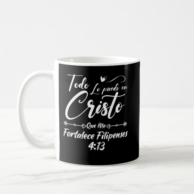 Taza De Café Christian Religious Bible Verse 4 13 Philippians (Izquierda)