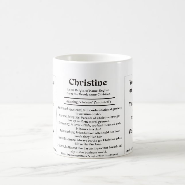 Taza De Café Christine, el origen y el significado (Centro)