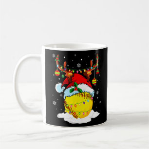Taza De Café Christm, amante de los renos y de los softball de 