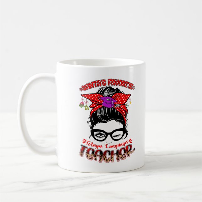 Taza De Café Christma, profesora favorita de idioma extranjero  (Izquierda)