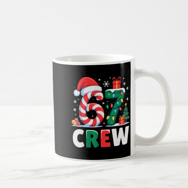 Taza De Café Christmas 67 Crew Brainrot Funny Candy Cane Lights (Derecha)
