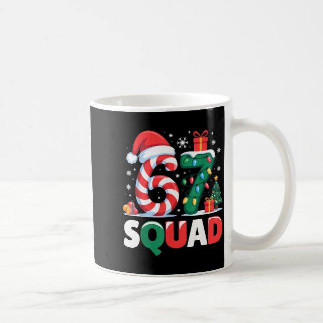 Taza De Café Christmas 67 Squad Brainrot Funny Candy Cane Light (Derecha)